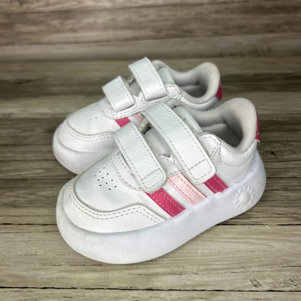 Toddler Adidas Breaknet 3.0 CF I Shoes Size 5K White Pink Girl Sneakers